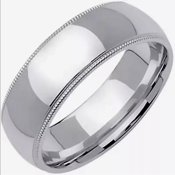 925 Silver high polished Rhodium plain Ring Band